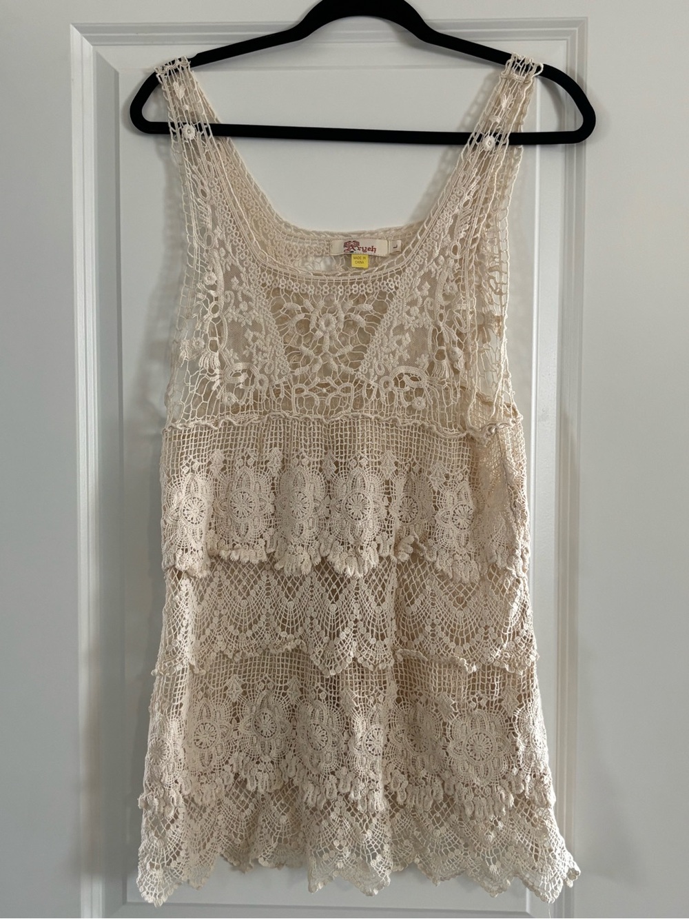 Aryeh Cream Crochet Lace Mini Dress